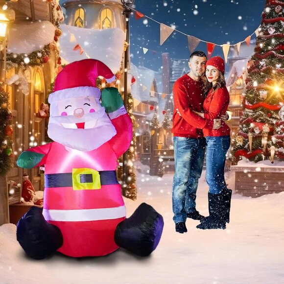 ⚡4FT Christmas Inflatables Santa Claus with Built-in LEDs Outdoor Decorations - Picture 2 of 8